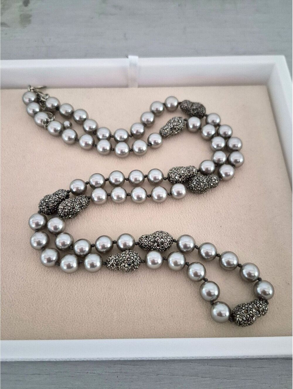 Neverending Faux Metallic Silver 9.5mm Pearl Necklace